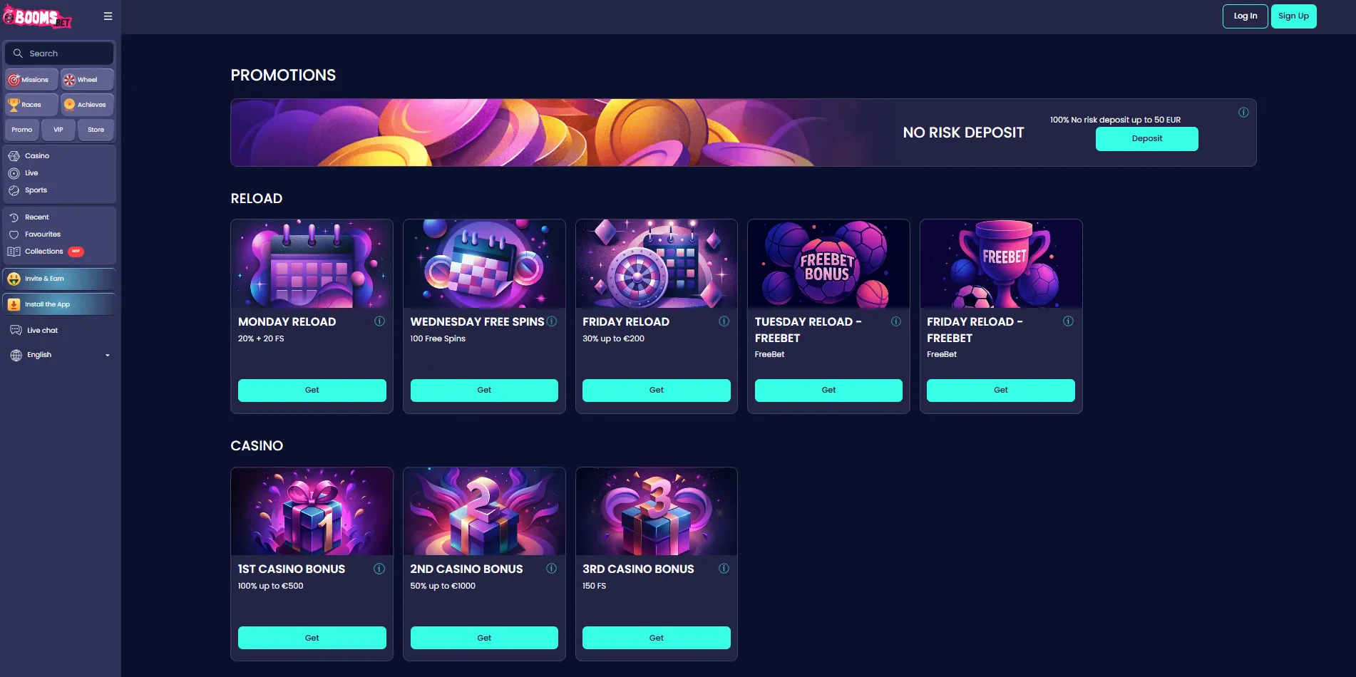 Casino spellen bij BoomsBet